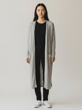 Babaton Ty Cardigan Size M Medium Gray Long Belted